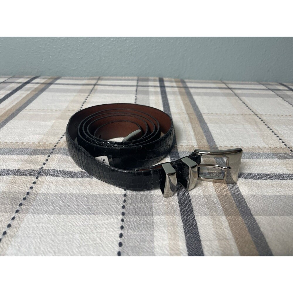 Torino Black Embossed Calf Croc Men’s Belt Style 82 Model 4560 USA Size 52 NWT